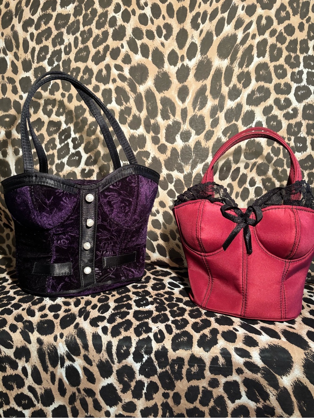 Purple Velvet Corset Tote Bag - Women's Fashion Handbag